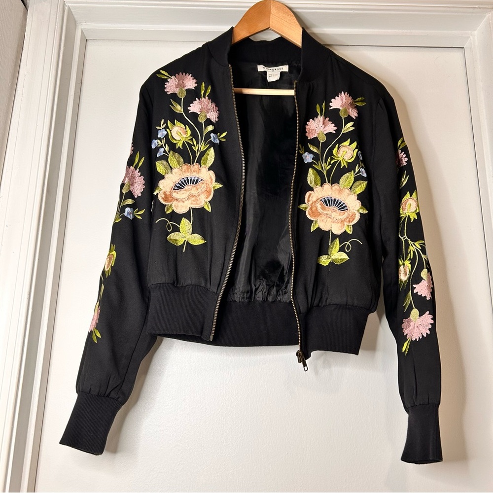 Glamorous Bomber Jacket with Floral Embroidery - Size XS - Picture 4 of 11